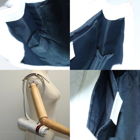 GUCCI GG Supreme Sherry Line Waist bag PVC White Red Navy 152597 Auth mr526 - Picture 15 of 16